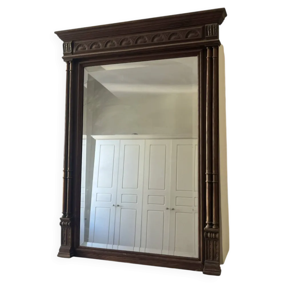 Grand miroir trumeau ancien en bois sculpté – style XIXe / néoclassiqu