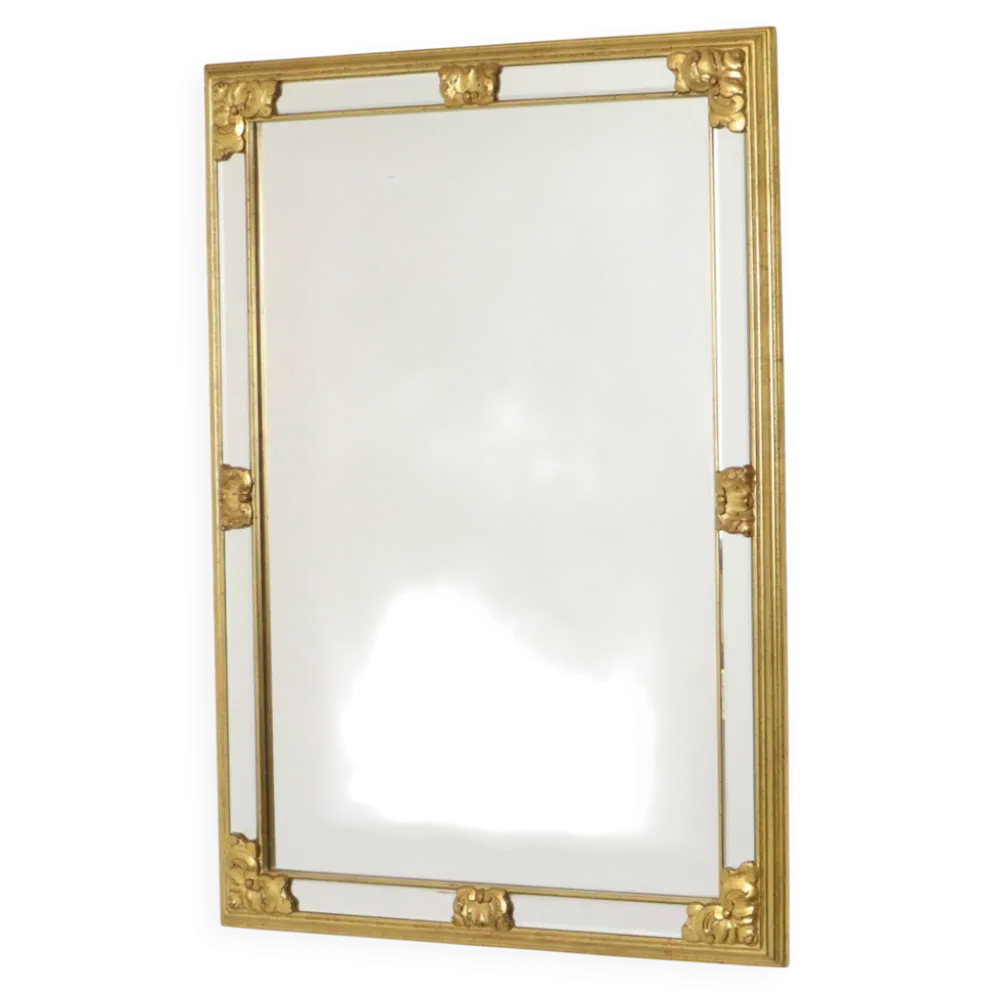 Grand miroir vintage Deknudt, design Hollywood Regency des années 1970.