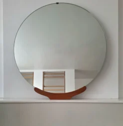 Grand miroir vintage rond 90cm, décoration rétro