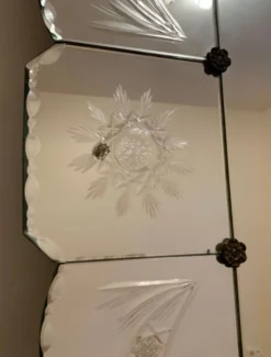 Grand miroir vénitien art déco ancien 203x100