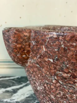 Grand mortier en marbre rose phocéen, XIXème siècle