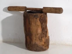 Grand mortier et pilon anciens de style wabi-sabi (c.1920) #78