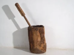 Grand mortier et pilon anciens de style wabi-sabi (c.1920) #78