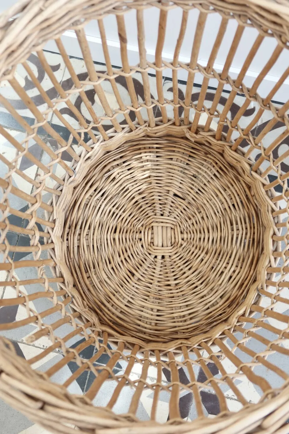 Grand panier de boulangerie vintage en osier – Panier à baguettes