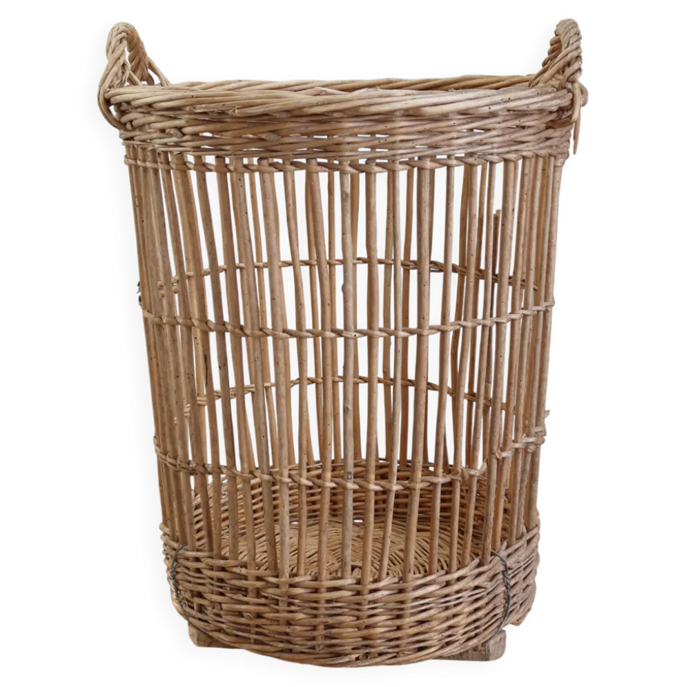 Grand panier de boulangerie vintage en osier – Panier à baguettes