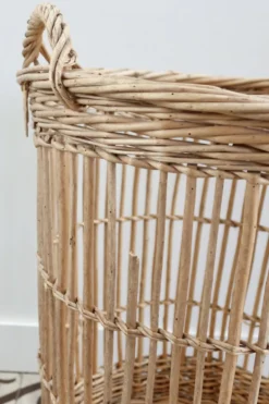 Grand panier de boulangerie vintage en osier – Panier à baguettes
