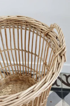 Grand panier de boulangerie vintage en osier – Panier à baguettes