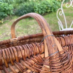 Grand panier en osier et fil de métal 58X36cm