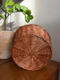 Grand panier en osier tressé 41 cm – panier rangement déco