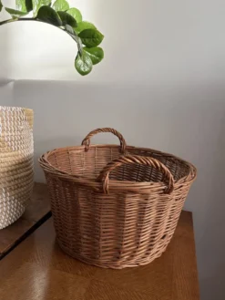 Grand panier en osier tressé 41 cm – panier rangement déco