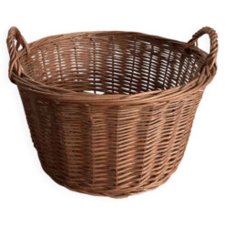 Grand panier en osier tressé 41 cm – panier rangement déco