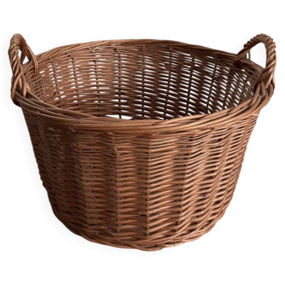 Grand panier en osier tressé 41 cm – panier rangement déco