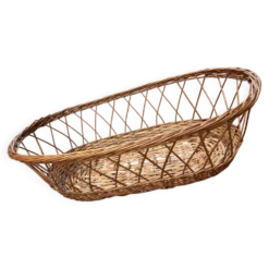 Grand panier oblongue en osier tressé