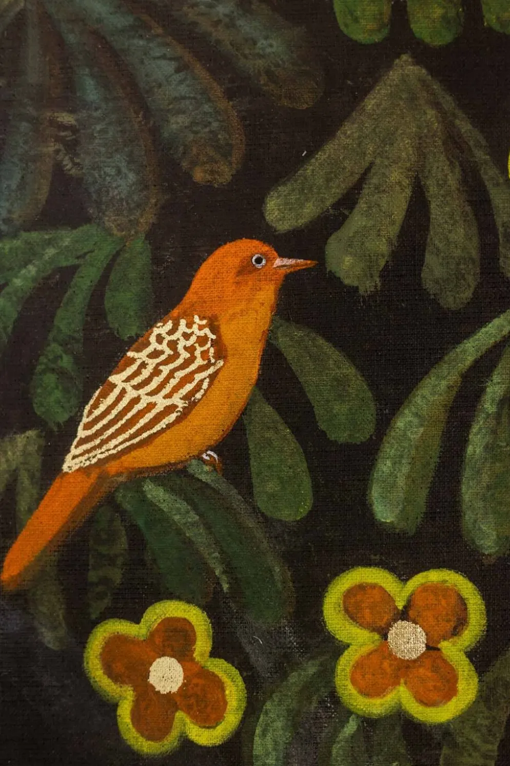 Grand panneau peint à l’acrylique sur toile de lin. Travail contemporain