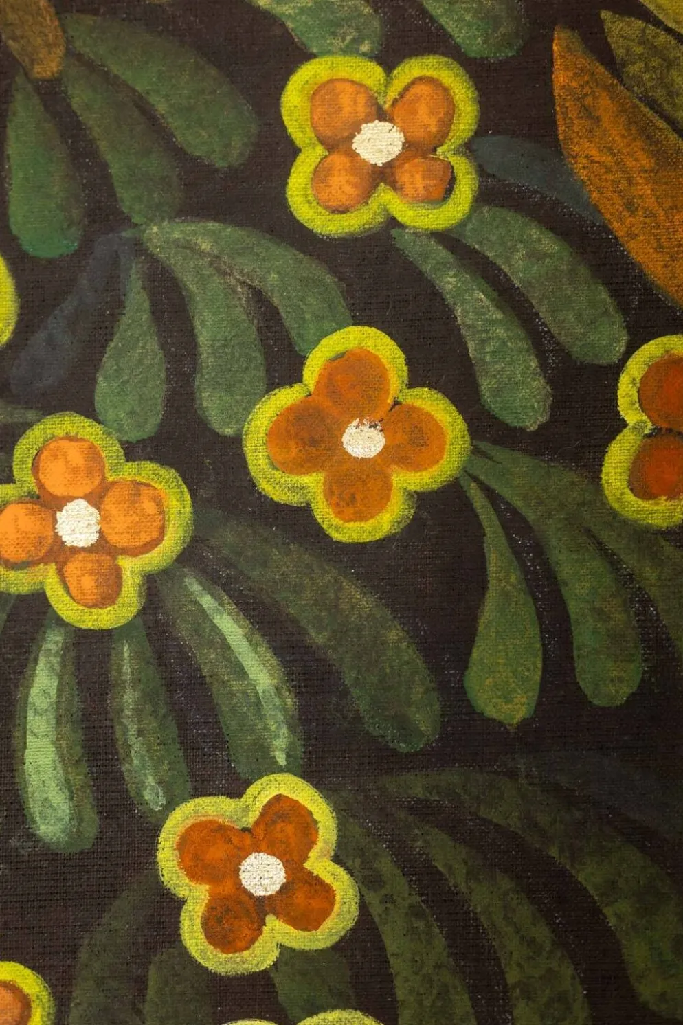 Grand panneau peint à l’acrylique sur toile de lin. Travail contemporain