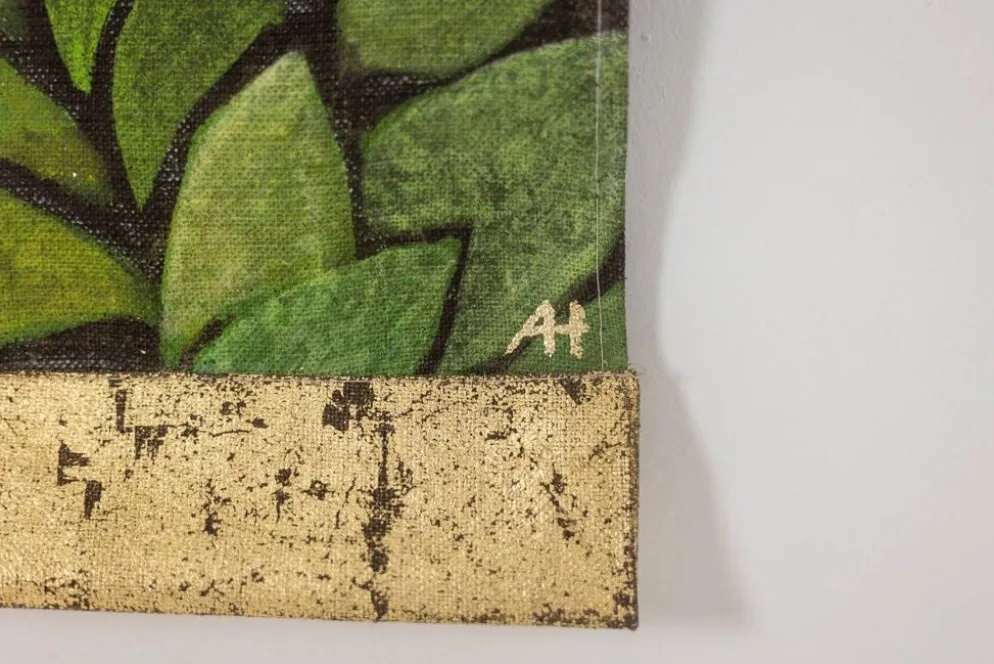 Grand panneau peint à l’acrylique sur toile de lin. Travail contemporain