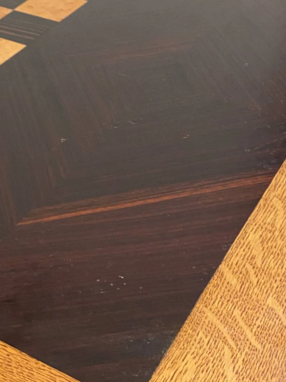 Grand plateau vintage de jeu de dame en bois