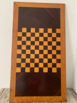 Grand plateau vintage de jeu de dame en bois