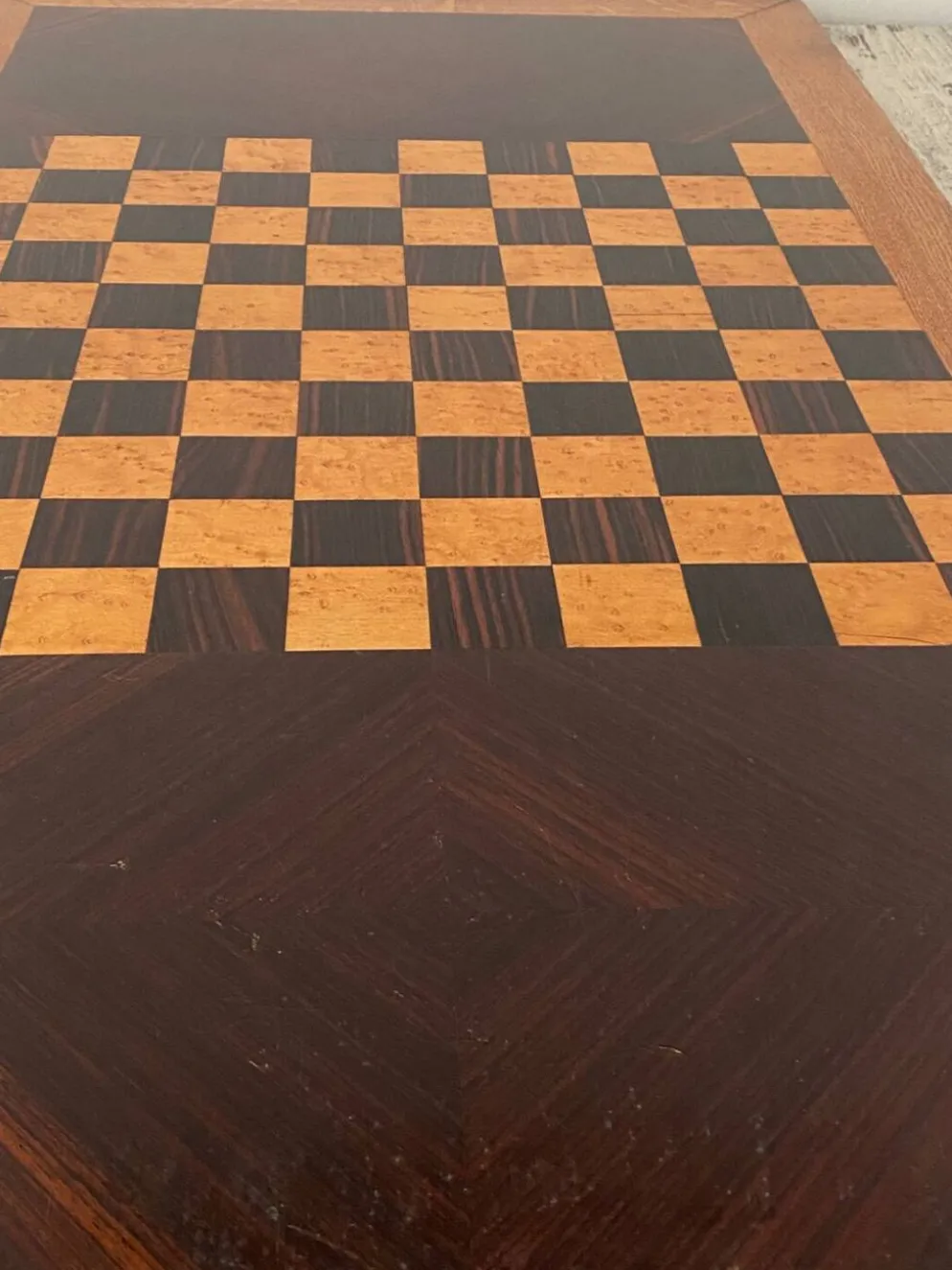Grand plateau vintage de jeu de dame en bois