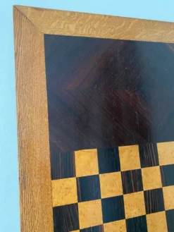 Grand plateau vintage de jeu de dame en bois
