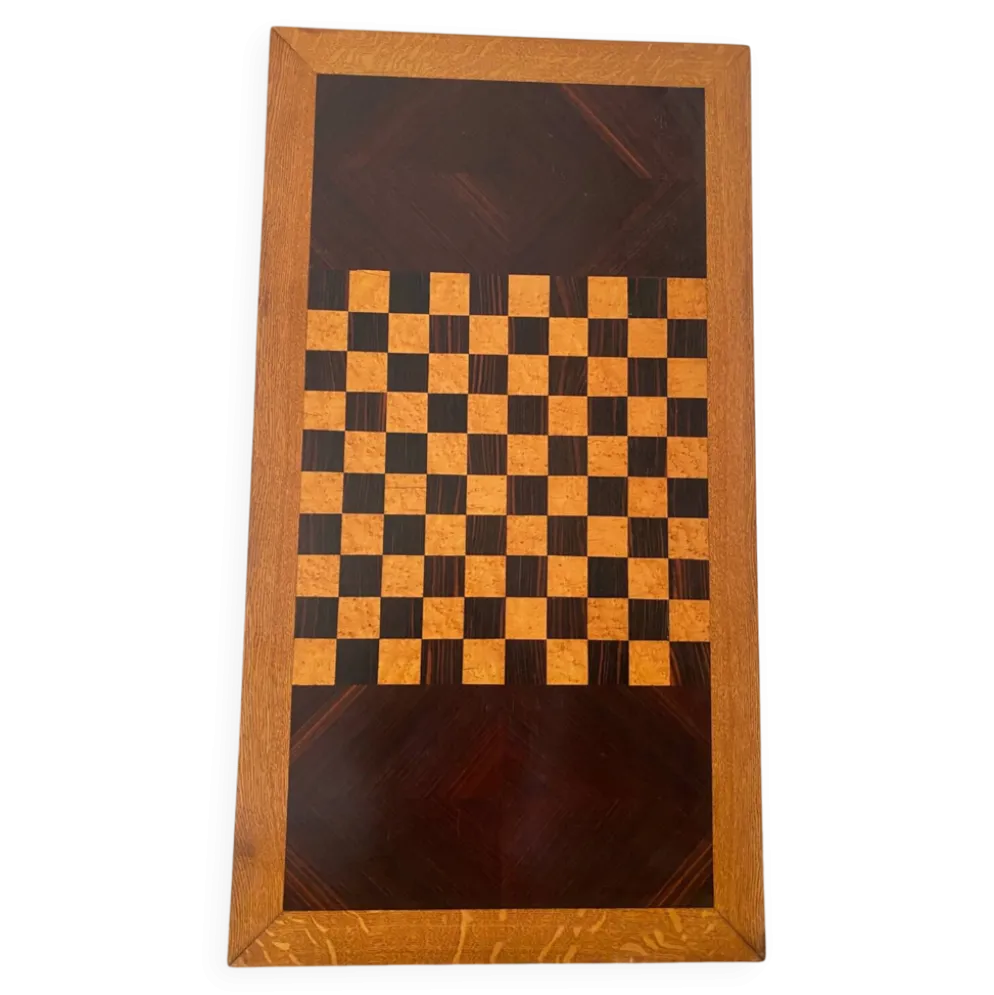 Grand plateau vintage de jeu de dame en bois