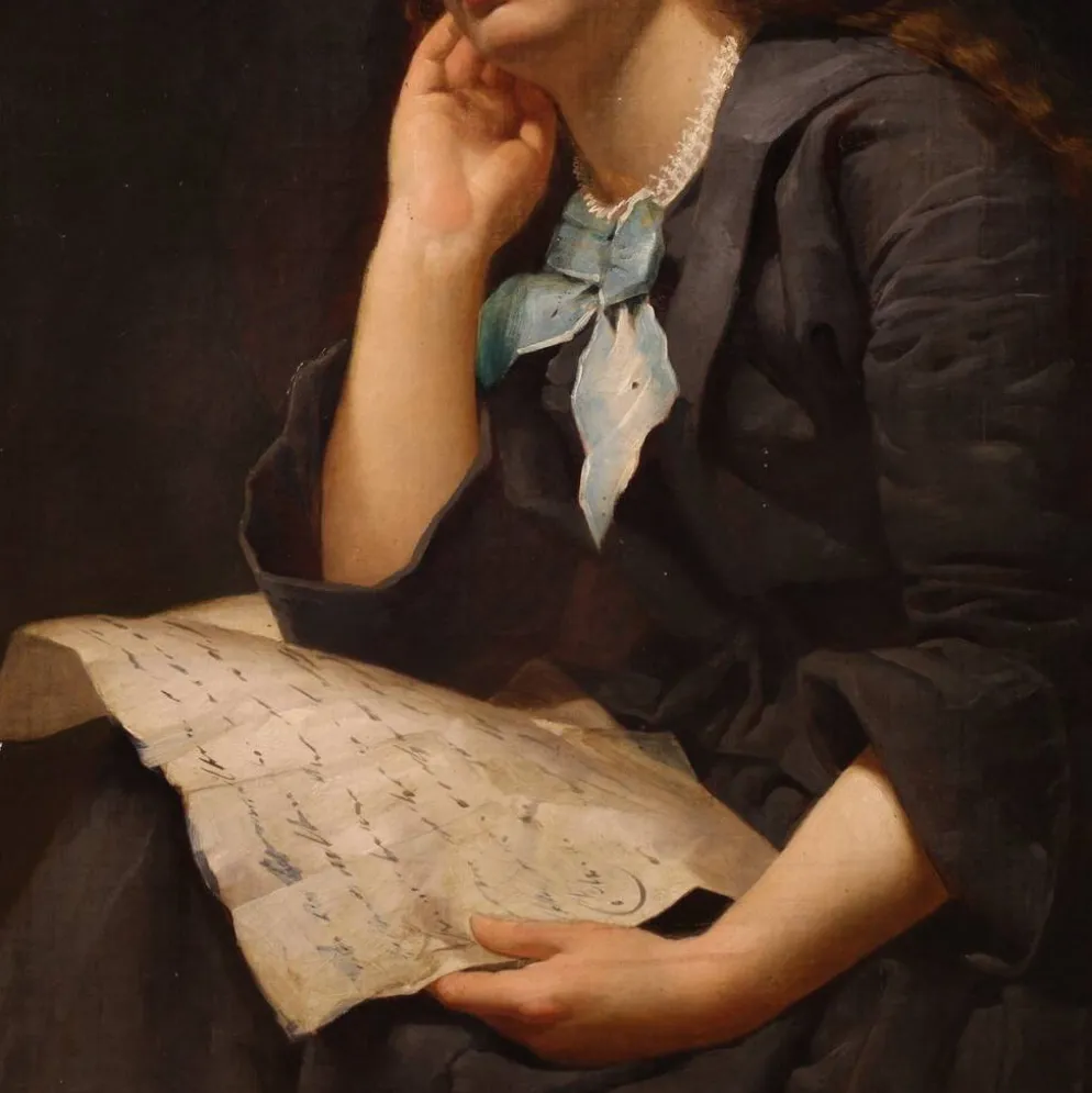 Grand portrait de dame peint au XIXe siècle