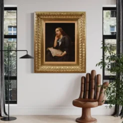 Grand portrait de dame peint au XIXe siècle