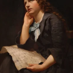 Grand portrait de dame peint au XIXe siècle