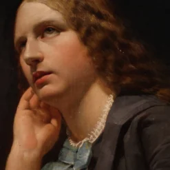 Grand portrait de dame peint au XIXe siècle