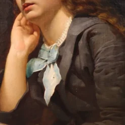 Grand portrait de dame peint au XIXe siècle