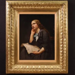 Grand portrait de dame peint au XIXe siècle