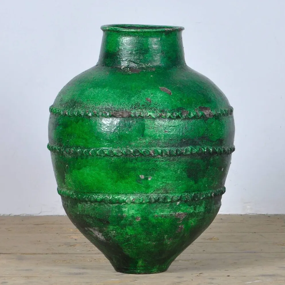 Grand pot à olives ou urne de jardin en terre cuite turque