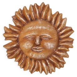Grand soleil mural jaune orangé en papier mâché , Mexique années 80