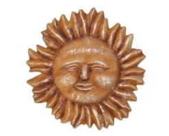 Grand soleil mural jaune orangé en papier mâché , Mexique années 80