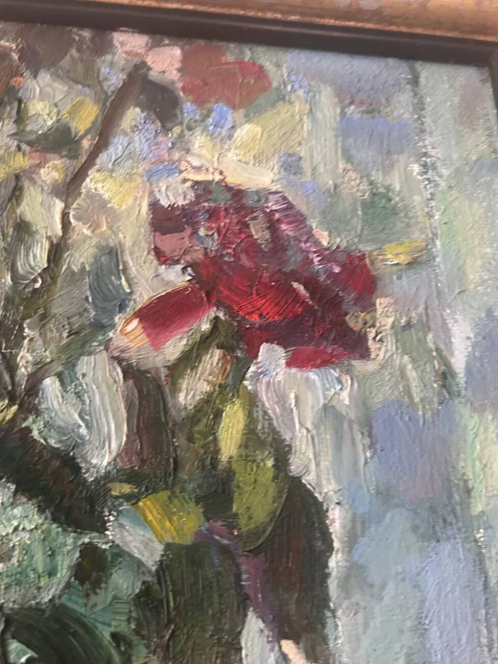 Grand tableau nature morte aux fleurs, école russe du milieu du XXe siècle. L’éloge de la douceur