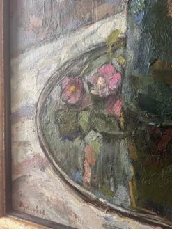 Grand tableau nature morte aux fleurs, école russe du milieu du XXe siècle. L’éloge de la douceur