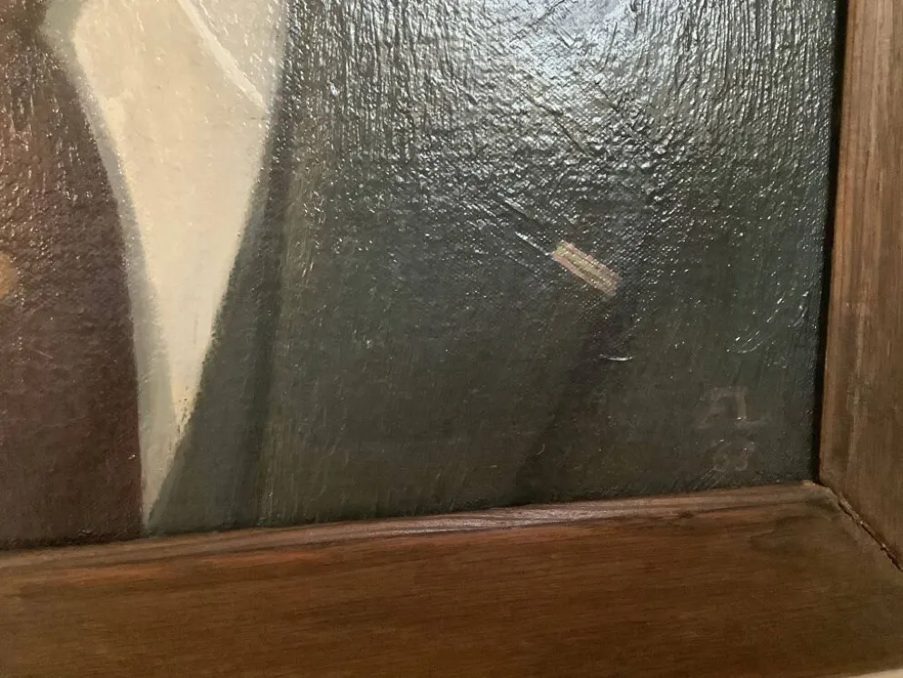 Grand tableau portrait d’homme huile sur toile signé