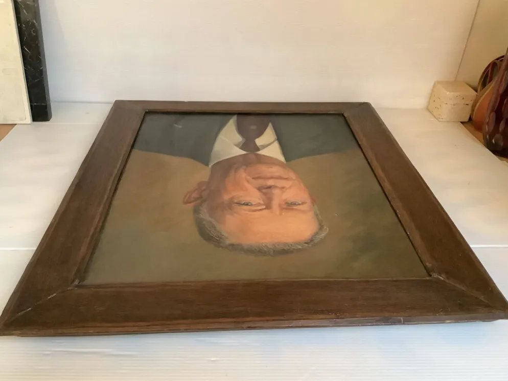 Grand tableau portrait d’homme huile sur toile signé