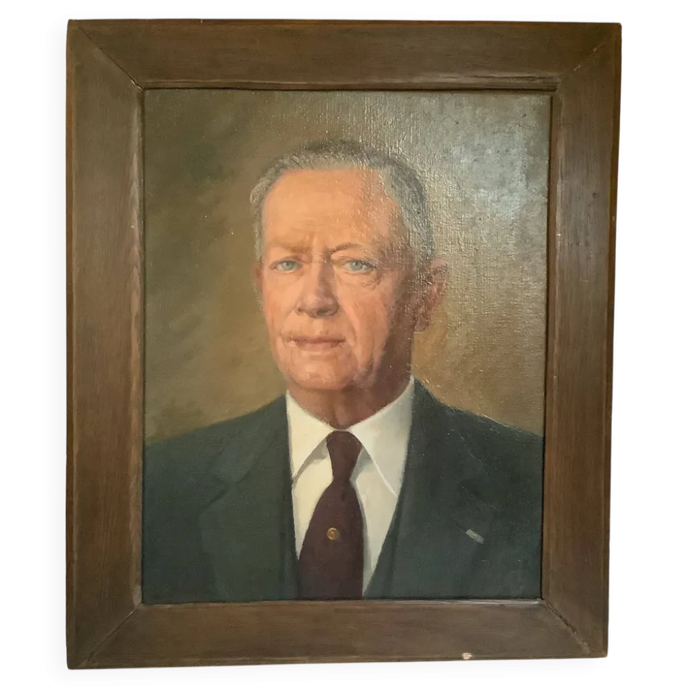 Grand tableau portrait d’homme huile sur toile signé