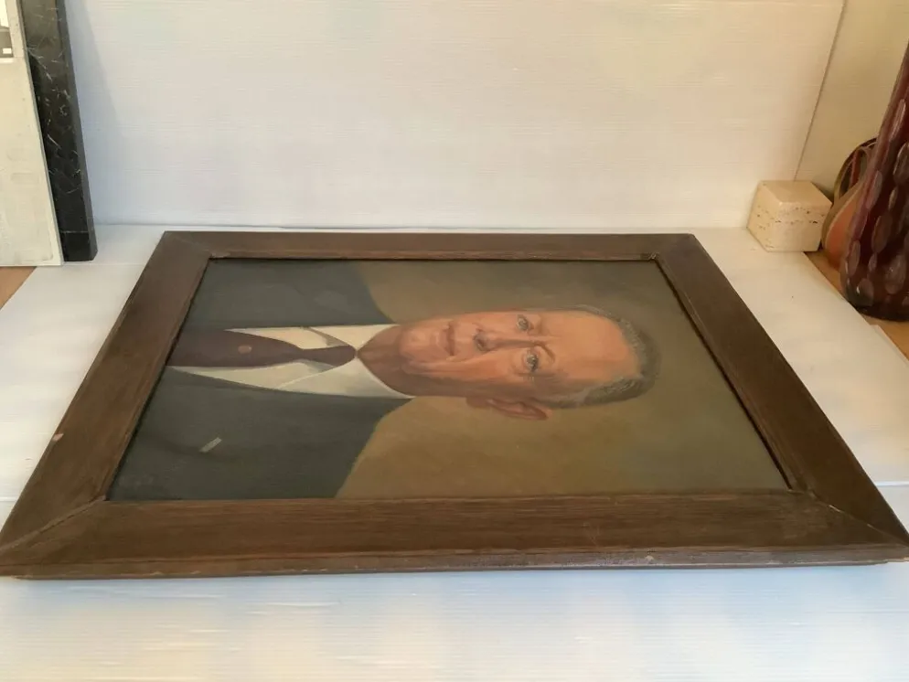 Grand tableau portrait d’homme huile sur toile signé