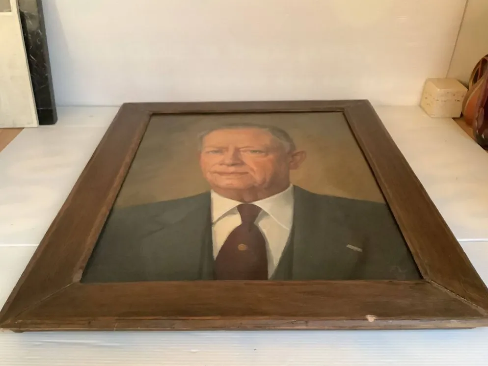 Grand tableau portrait d’homme huile sur toile signé