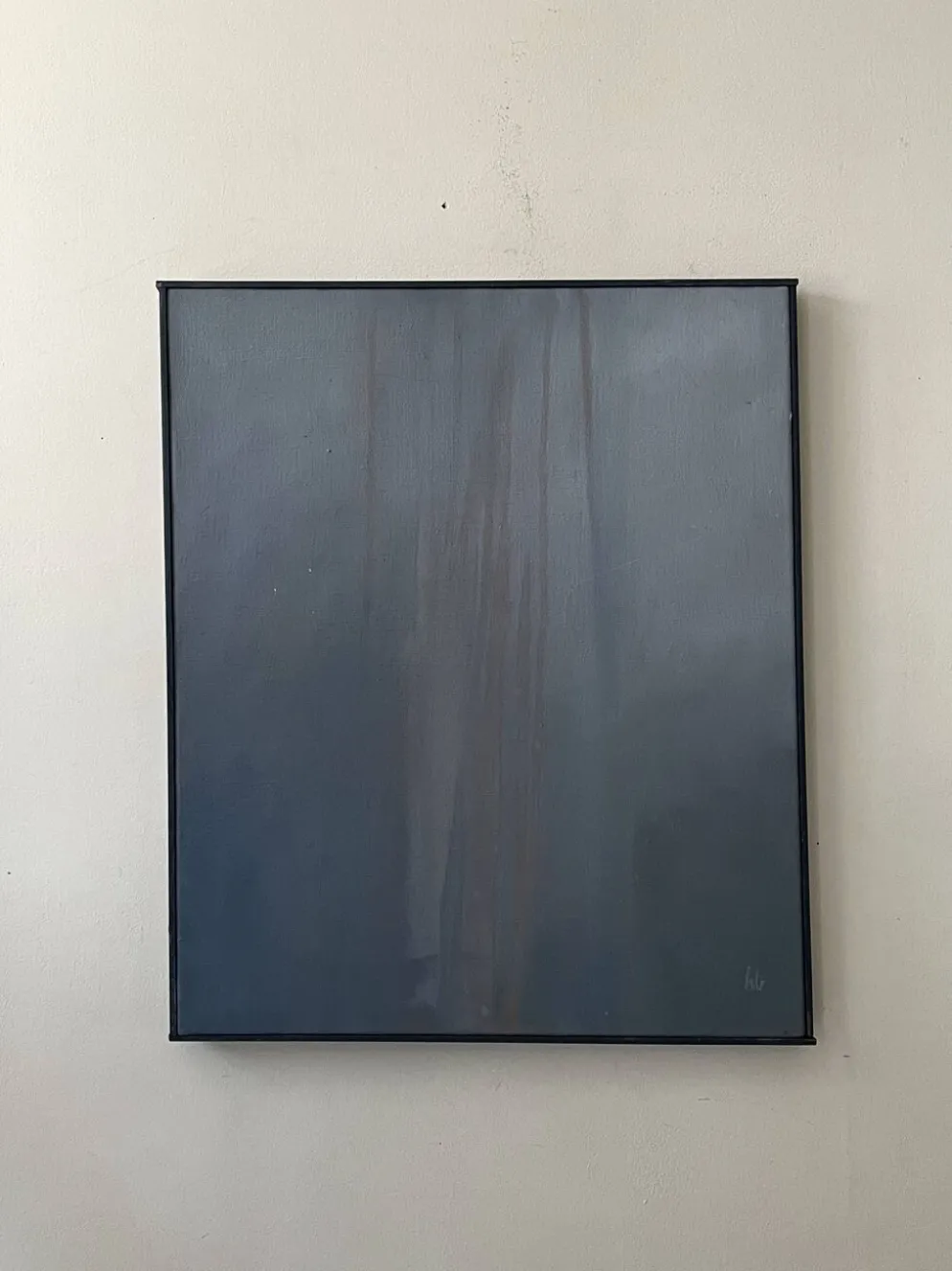 Grand tableau toile signée, peinture abstraite contemporaine bleu & dégradé