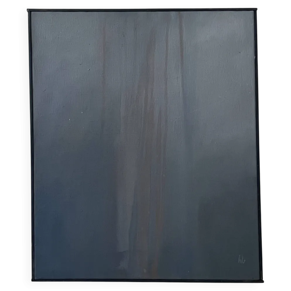 Grand tableau toile signée, peinture abstraite contemporaine bleu & dégradé
