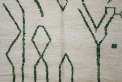 Grand tapis Beni Ouarain 295×210 cm – Ivoire & vert forêt, GO-962