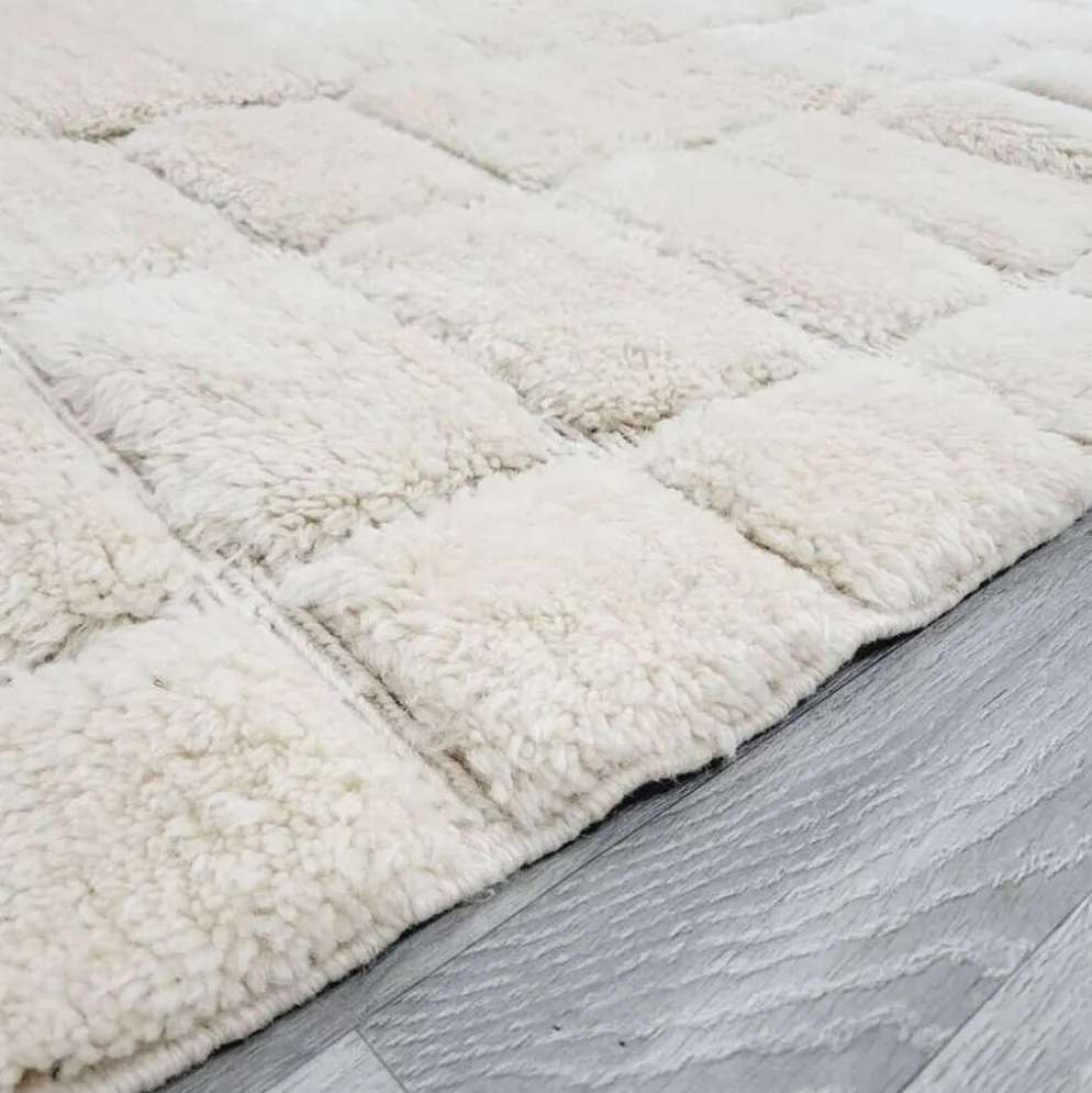 Grand tapis bérbere en laine pure traditionnelle artisanale taille 3/4 m