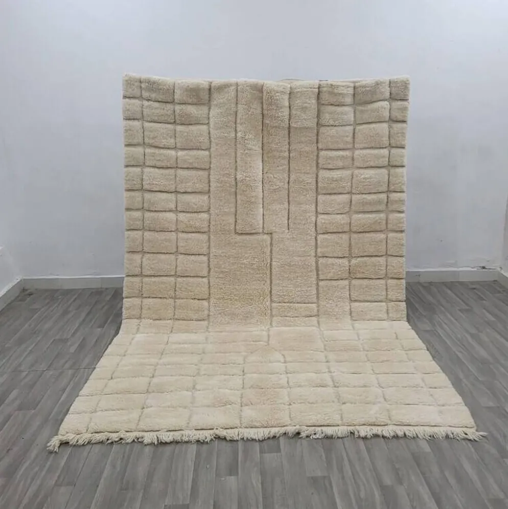 Grand tapis bérbere en laine pure traditionnelle artisanale taille 3/4 m
