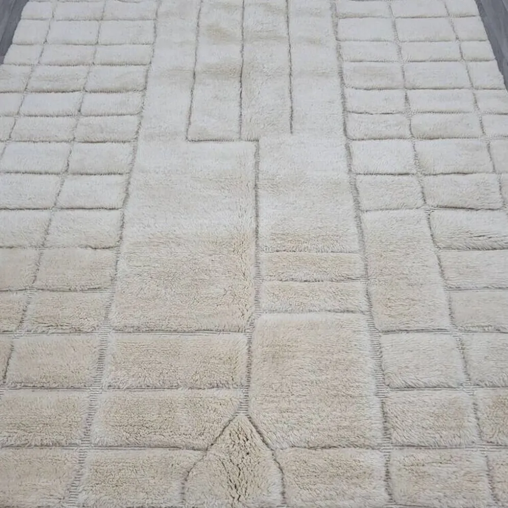 Grand tapis bérbere en laine pure traditionnelle artisanale taille 3/4 m