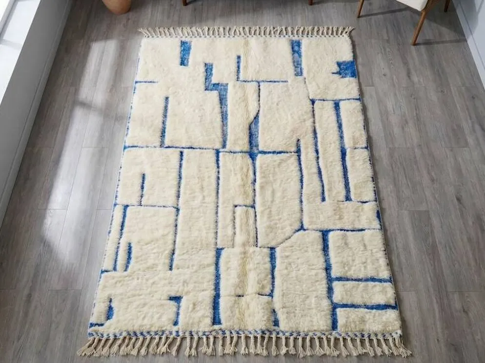Grand tapis bérbere en laine pure tissè main traditionnelle taille 3/4 m