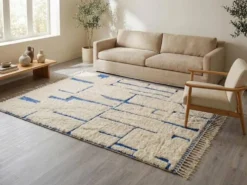 Grand tapis bérbere en laine pure tissè main traditionnelle taille 3/4 m
