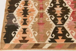 Grand tapis kilim turc vintage, décor bohème multicolore, 289x381 cm